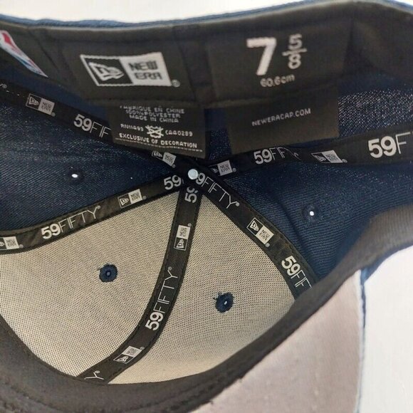 59Fifty New Era Size 7 5/8 NBA Utah Jazz Fitted Hat OTC Cap Blue - Picture 7 of 7